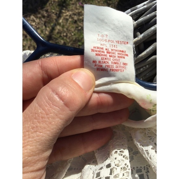 Vintage Love dress girls L 10 white floral pink lace 80s 90s cottagecore lace - Picture 7 of 13